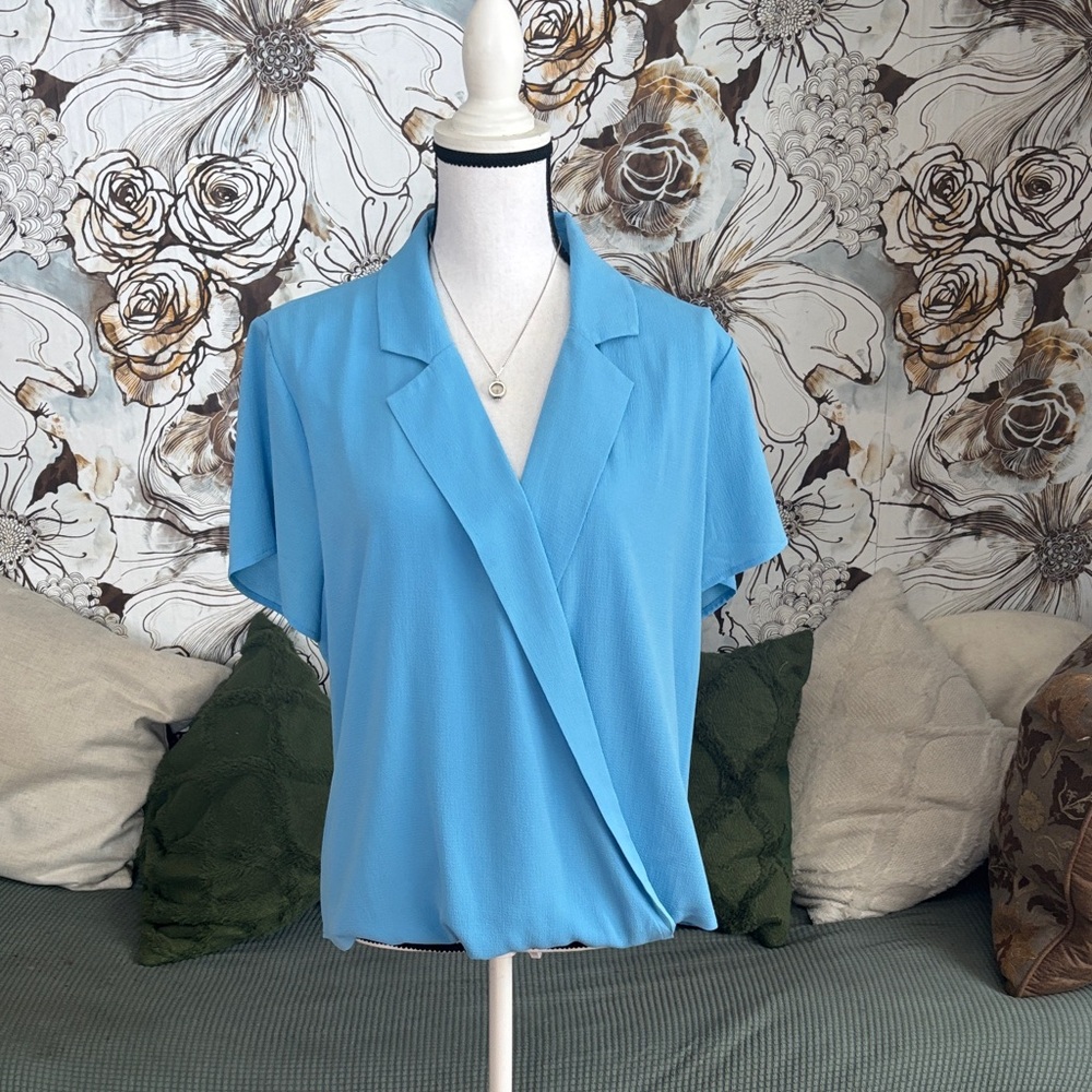 Vince Camuto Light Blue Wrap Blouse EUC
